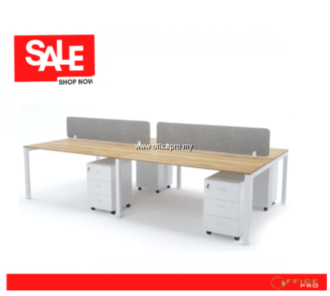 Full Set Office Workstation Table Cluster Of 4 Seater C/W Pedestal l