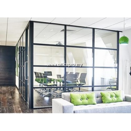 Shopfront Aluminium Frame Glass Office Partition | Glass Panel Wall