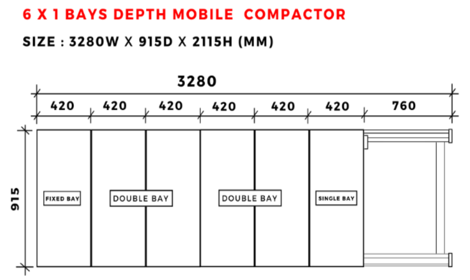 6 Bays Mobile Compactor Storage System Mobile Steel Compactor With
